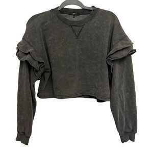 7 For All Mankind Gray Cropped Crewneck Sweater Size Small
